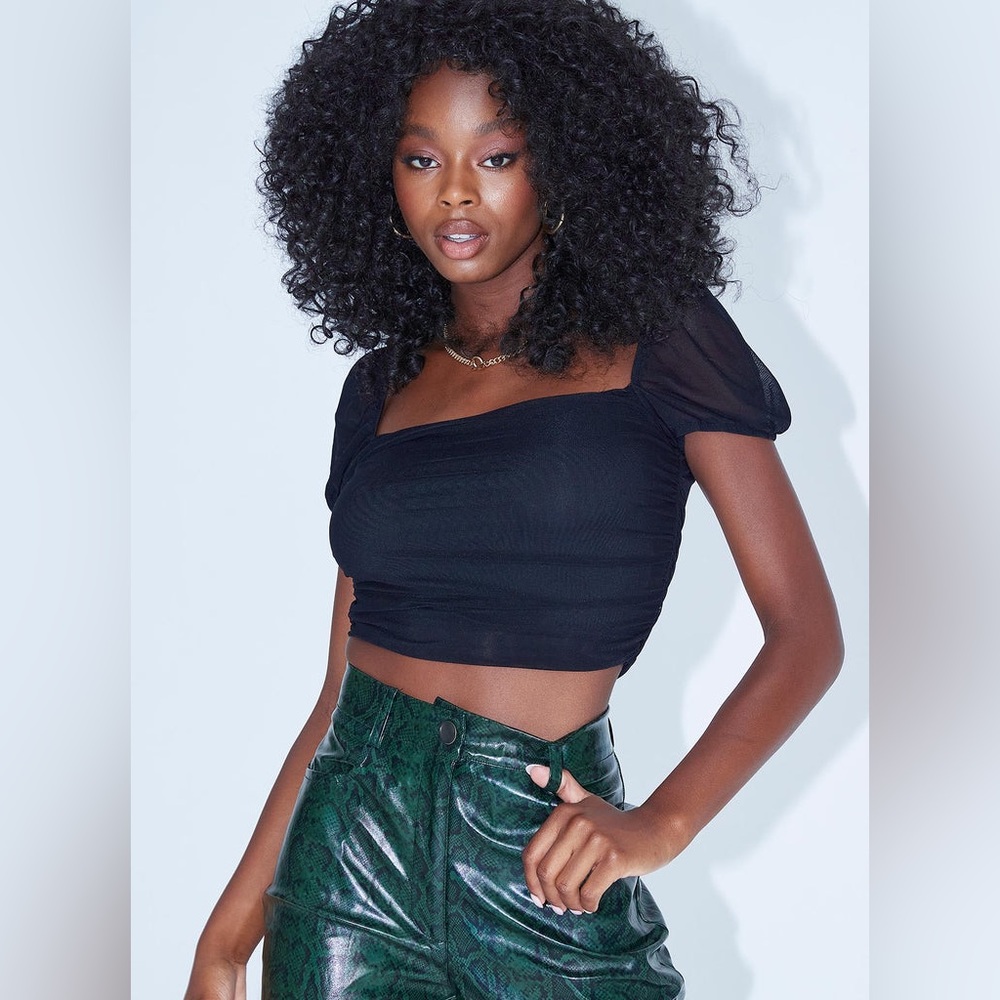 Princess Polly City Lights Crop Top in Black Size 4 - Picture 2 of 10